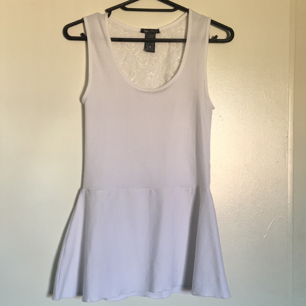 White Peplum Top with Lace Back